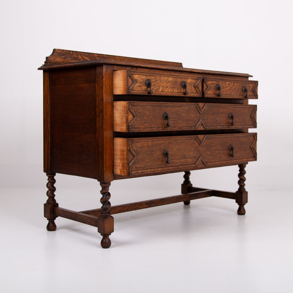 Pair of Decorative Oak Chest Of Drawers C1915 View V