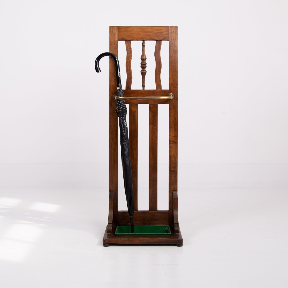 Arts and Crafts Oak Stick Umbrella Stand C1910 View V
