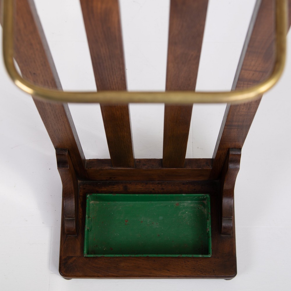 Arts and Crafts Oak Stick Umbrella Stand C1910 View VIII