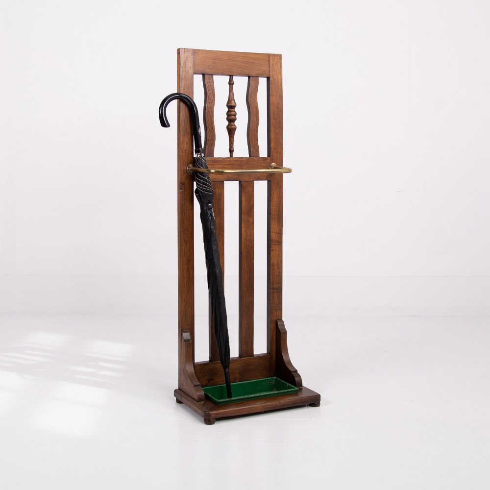 Arts and Crafts Oak Stick Umbrella Stand C1910 View XI