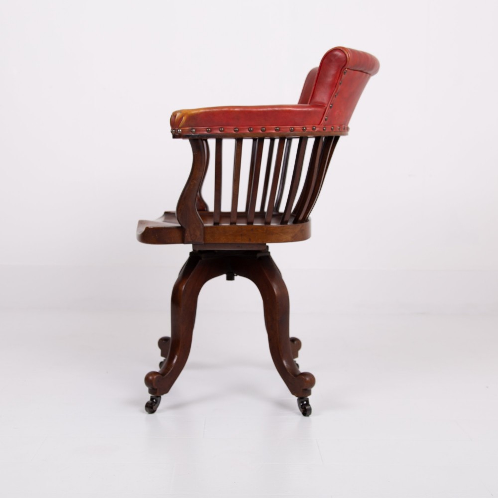 Attractive Edwardian Antique Revolving Desk Chair C1900 View III