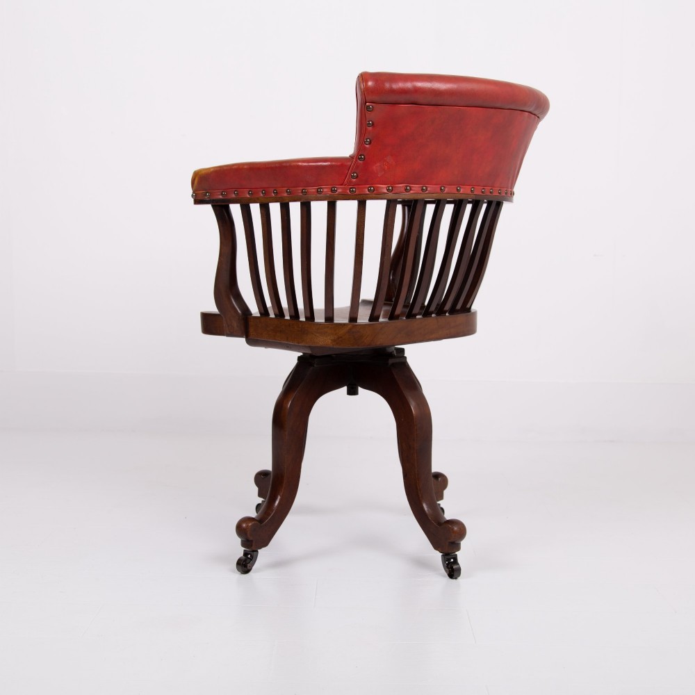 Attractive Edwardian Antique Revolving Desk Chair C1900 View V