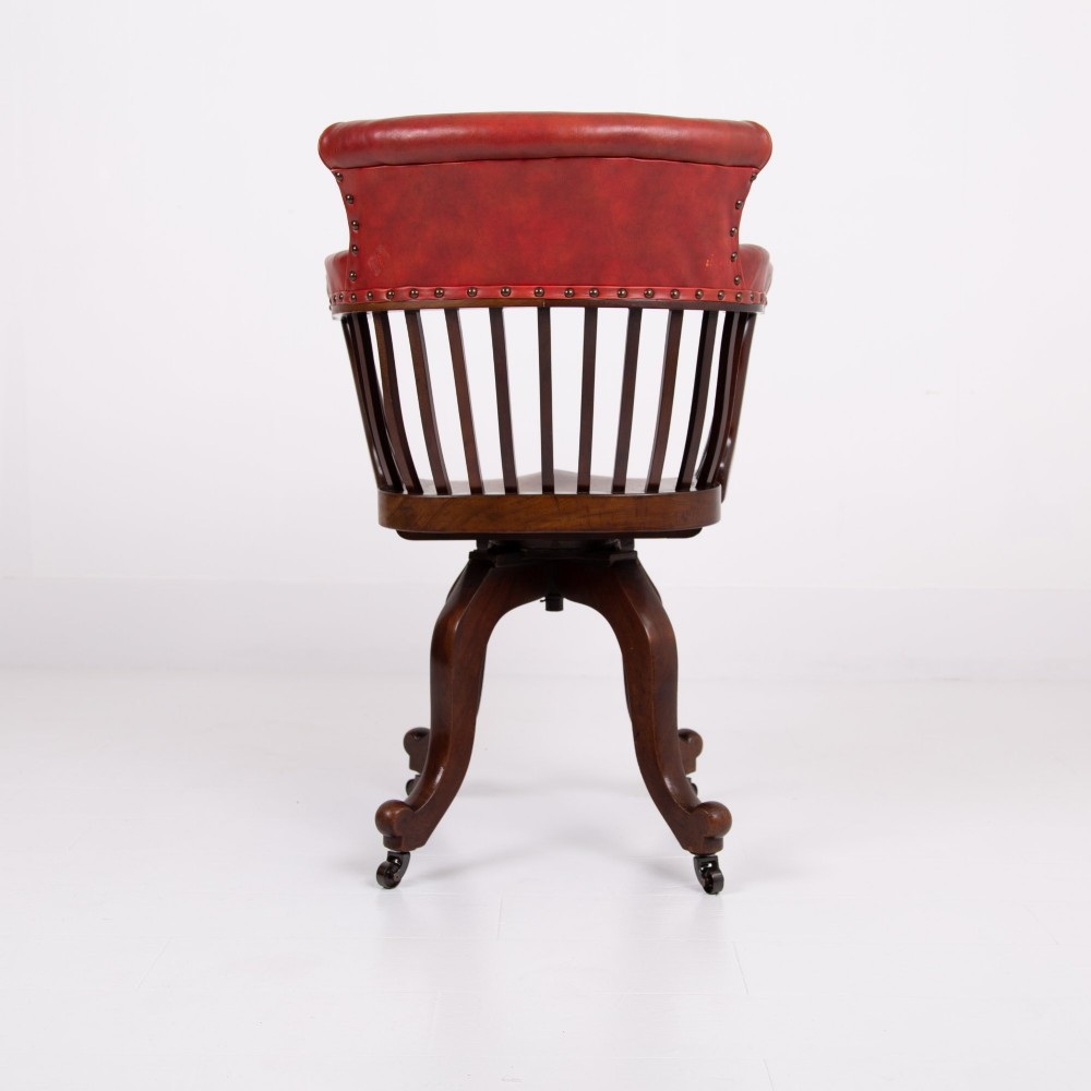 Attractive Edwardian Antique Revolving Desk Chair C1900 View VI