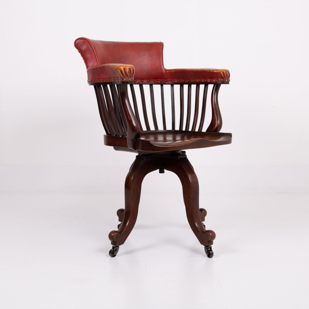 Attractive Edwardian Antique Revolving Desk Chair C1900