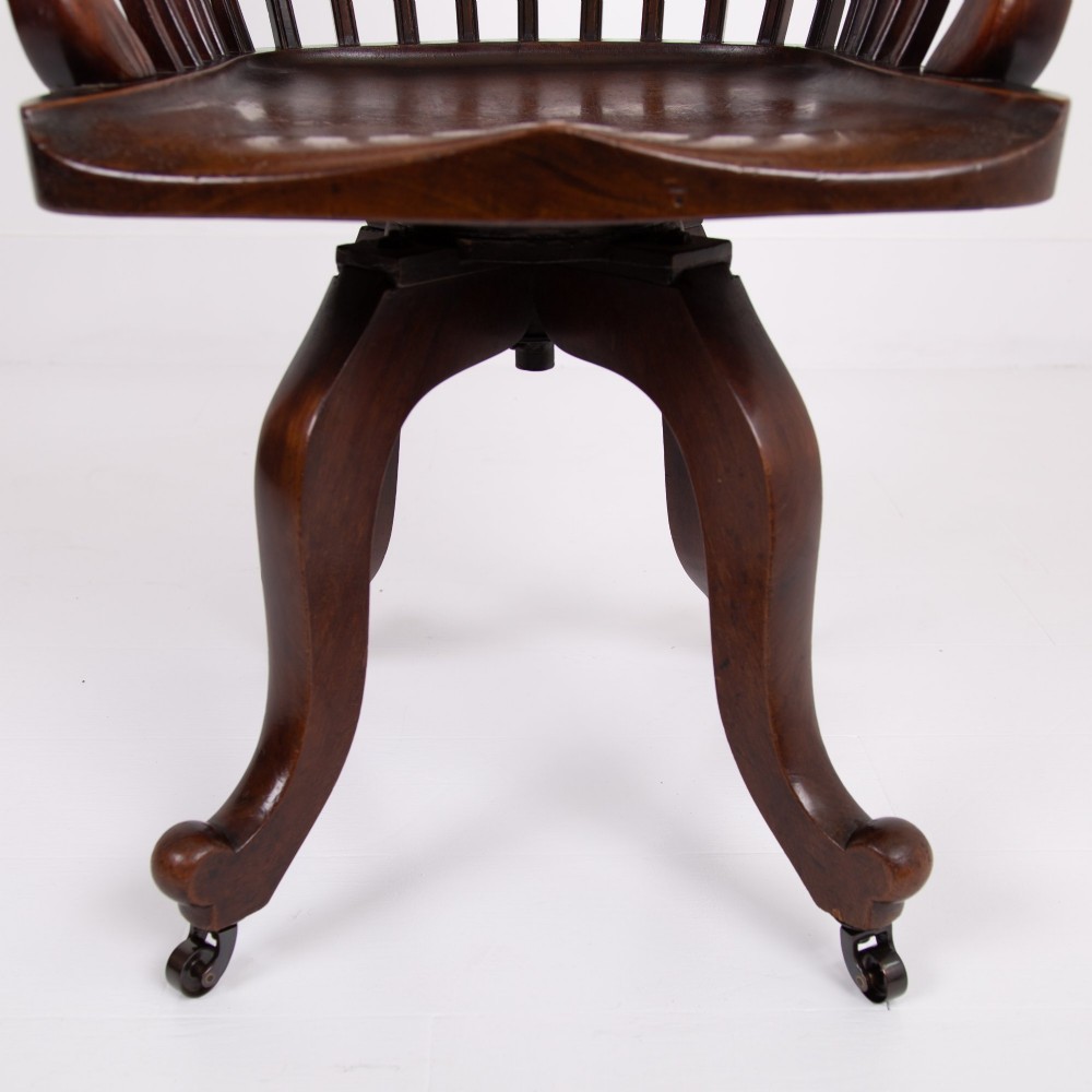 Attractive Edwardian Antique Revolving Desk Chair C1900 View IX