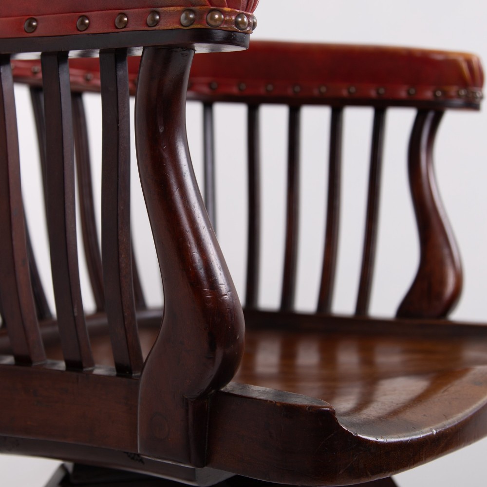Attractive Edwardian Antique Revolving Desk Chair C1900 View XII