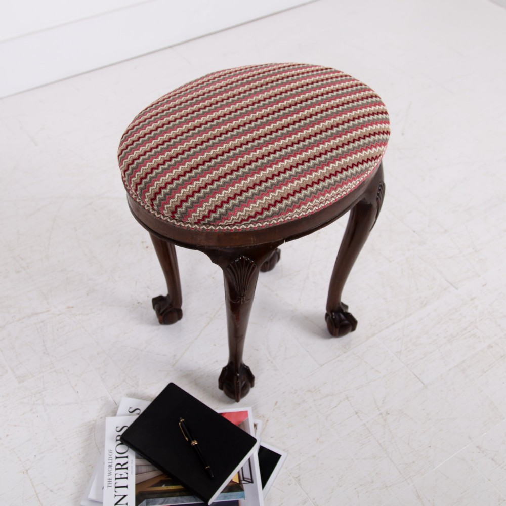 Most Attractive English Oval Ball and Claw Stool C1920 View II