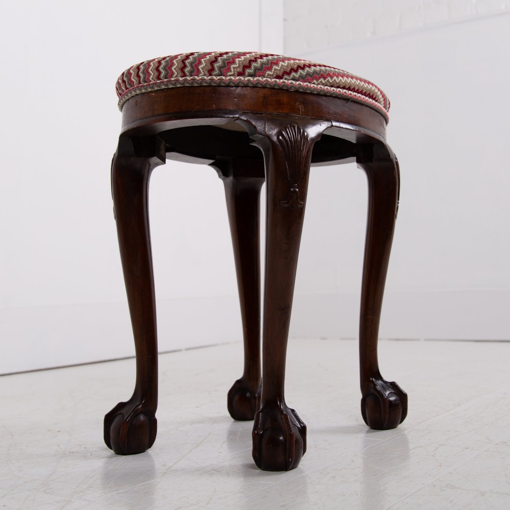 Most Attractive English Oval Ball and Claw Stool C1920 View IX