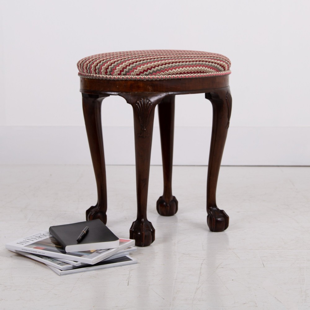 Most Attractive English Oval Ball and Claw Stool C1920 View X