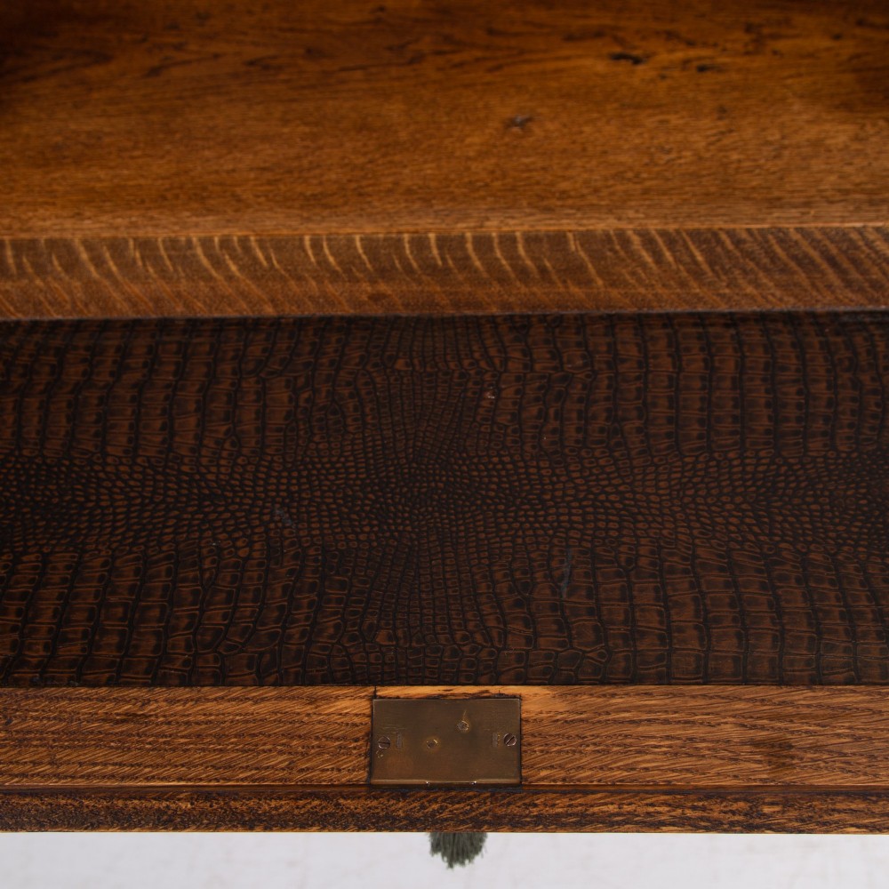English Oak 2 Drawer Bureau Desk C1920 View IV