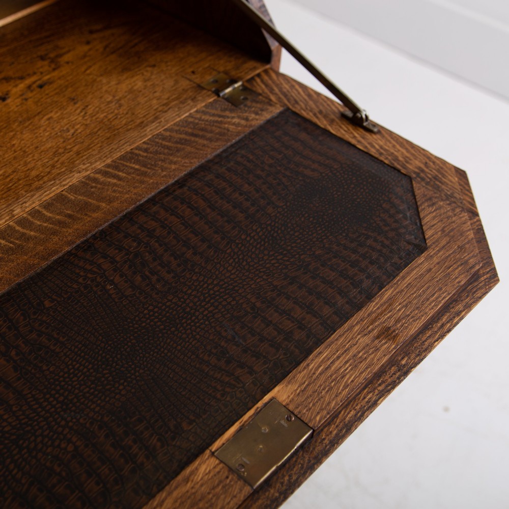 English Oak 2 Drawer Bureau Desk C1920 View VII