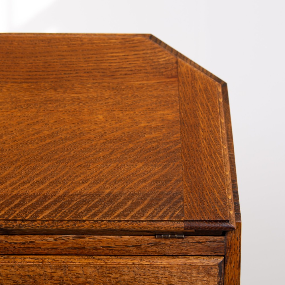 English Oak 2 Drawer Bureau Desk C1920 View IX
