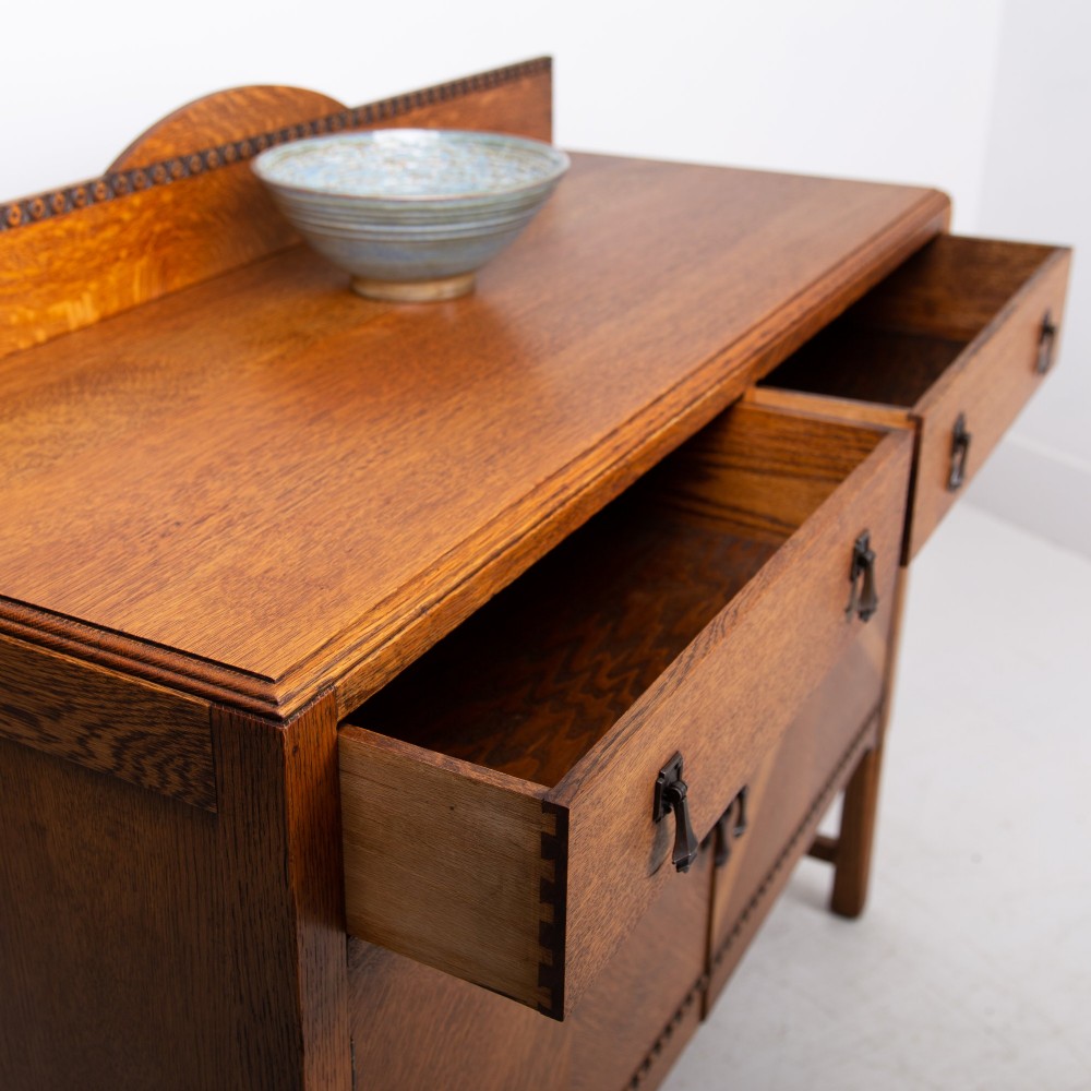 Attractive English Oak Sideboard Cabinet C1920 View IV