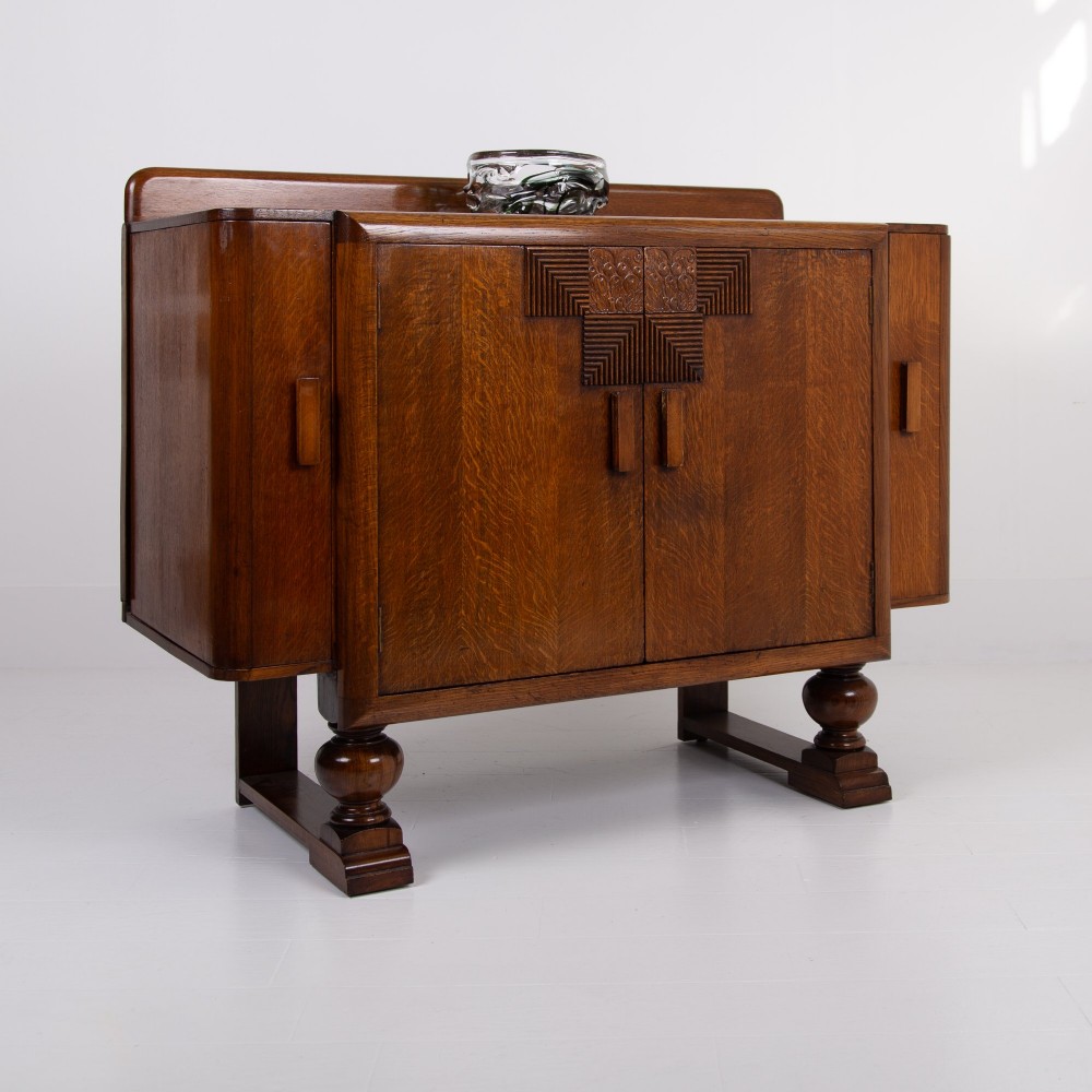 Art Deco Oak Sideboard Cabinet 1930 By Gomme
