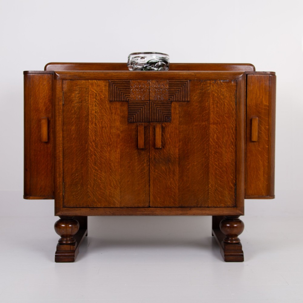 Art Deco Oak Sideboard Cabinet 1930 By Gomme View II