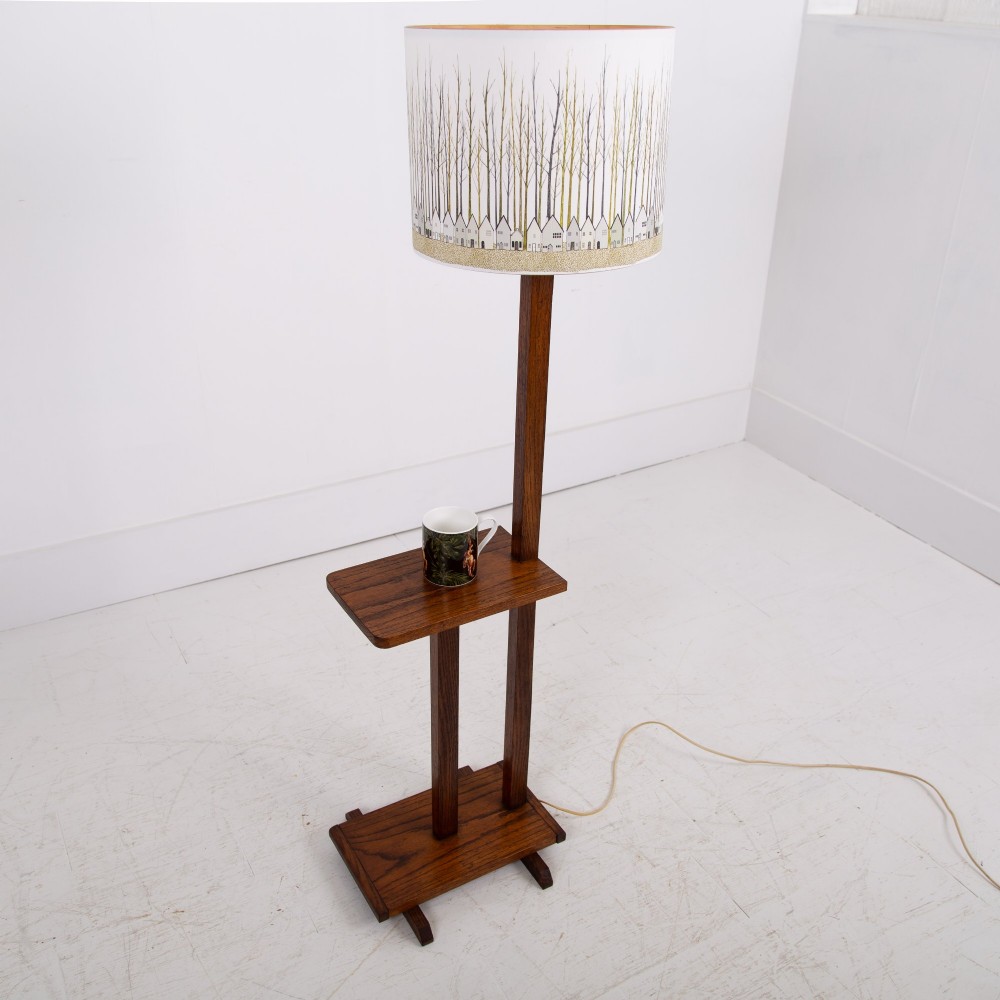 Delightful Oak Art Deco Floor Lamp English C1930 View V