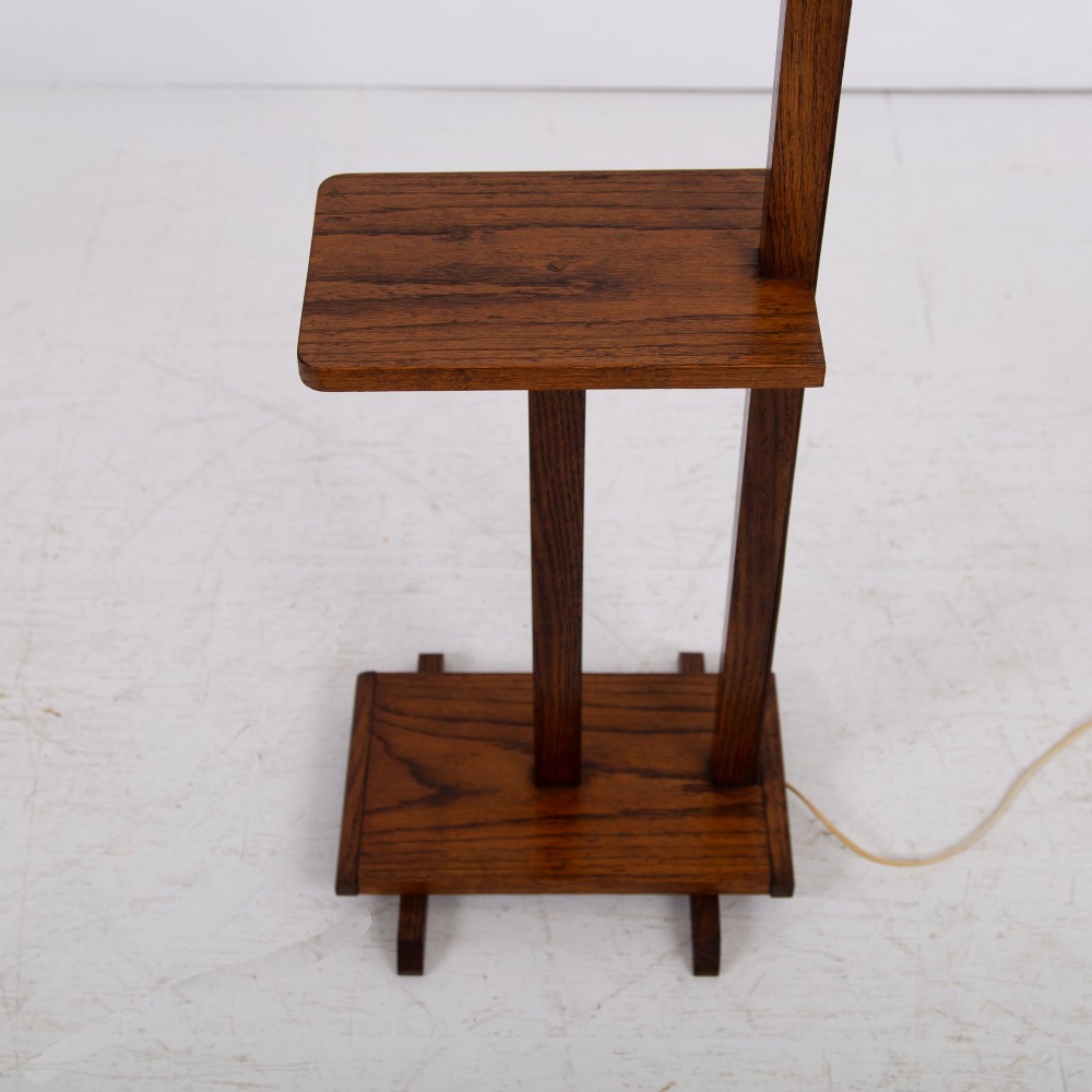 Delightful Oak Art Deco Floor Lamp English C1930 View VI