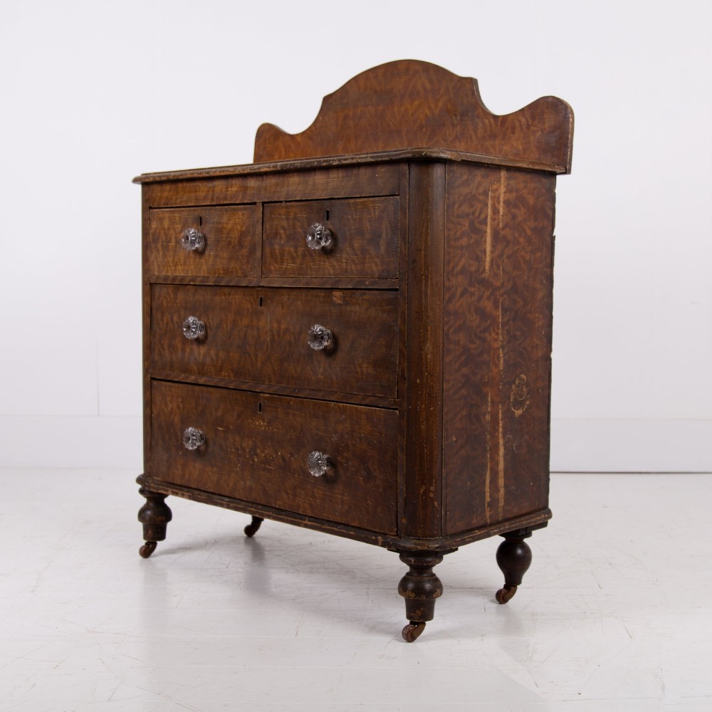 Delightful Little Victorian Chest of Drawers Original Paint C1880