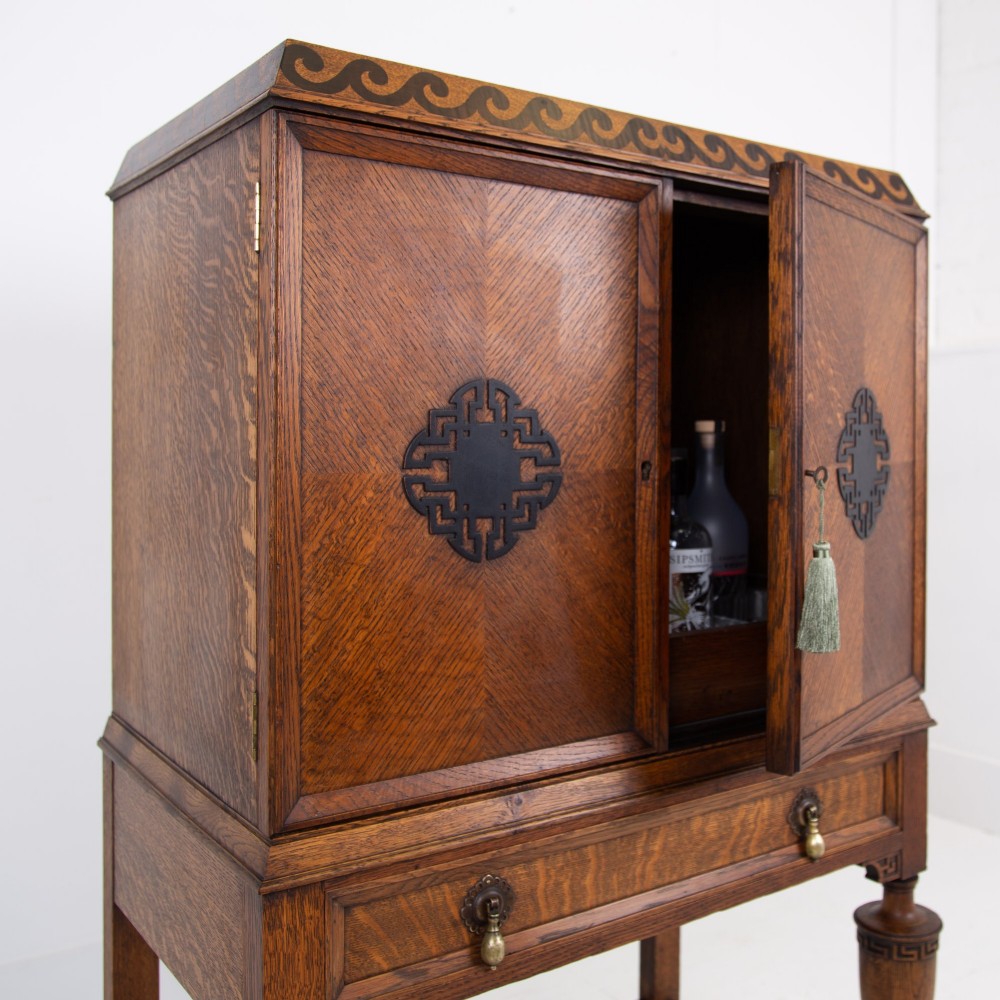 Attractive Quality Oak Drinks Cabinet By Inglesants C1920 View II