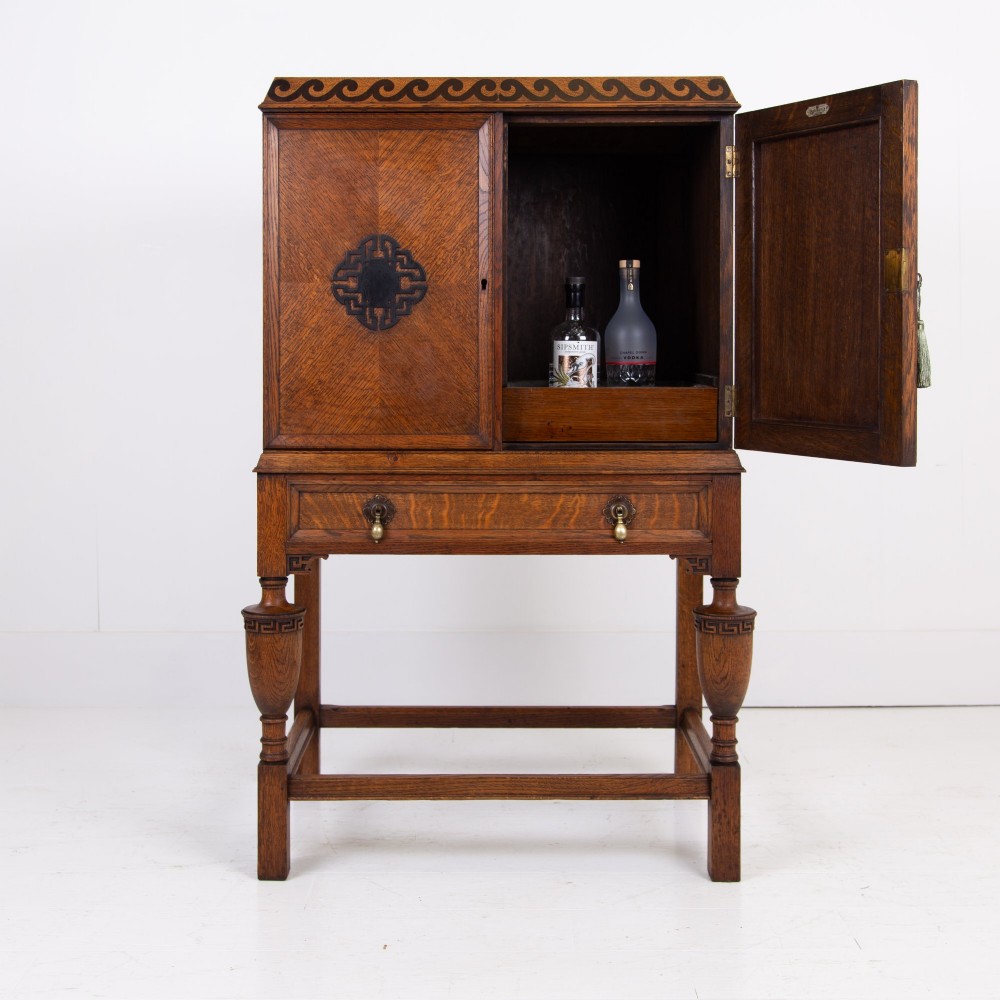 Attractive Quality Oak Drinks Cabinet By Inglesants C1920 View VII