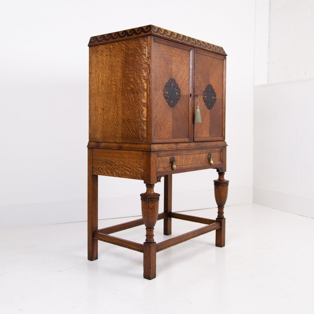 Attractive Quality Oak Drinks Cabinet By Inglesants C1920 View VIII
