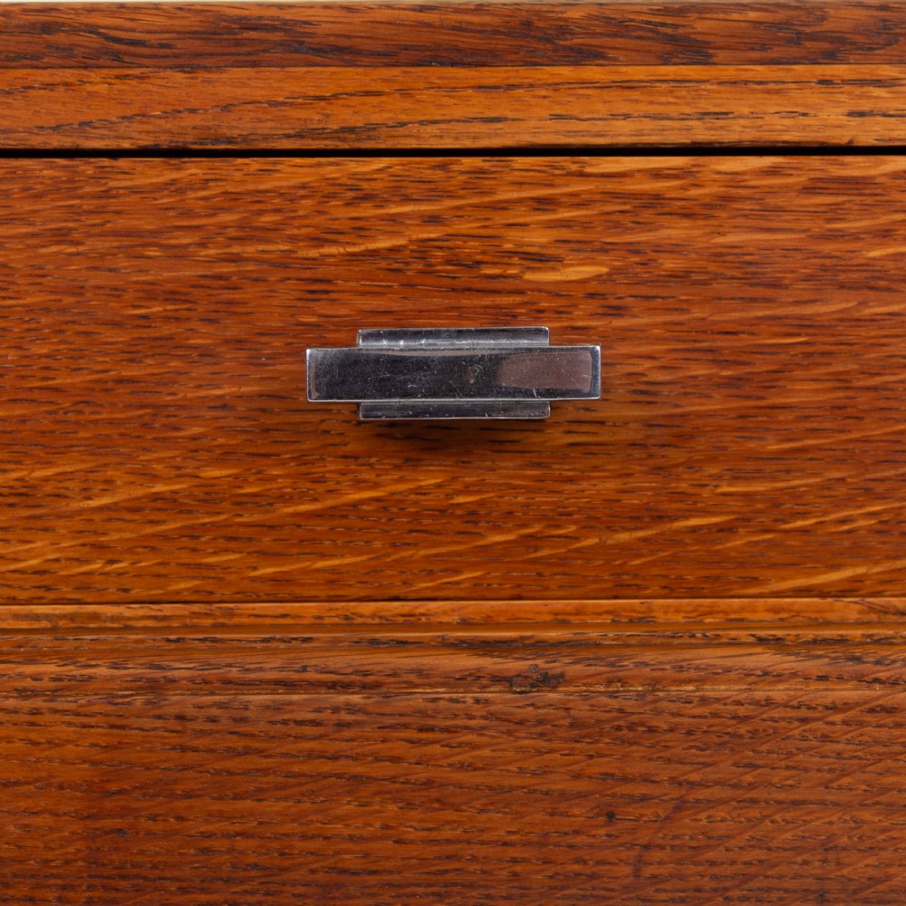 Rare Oak Art Deco 2 Drawer Desk Console C1930 View VII
