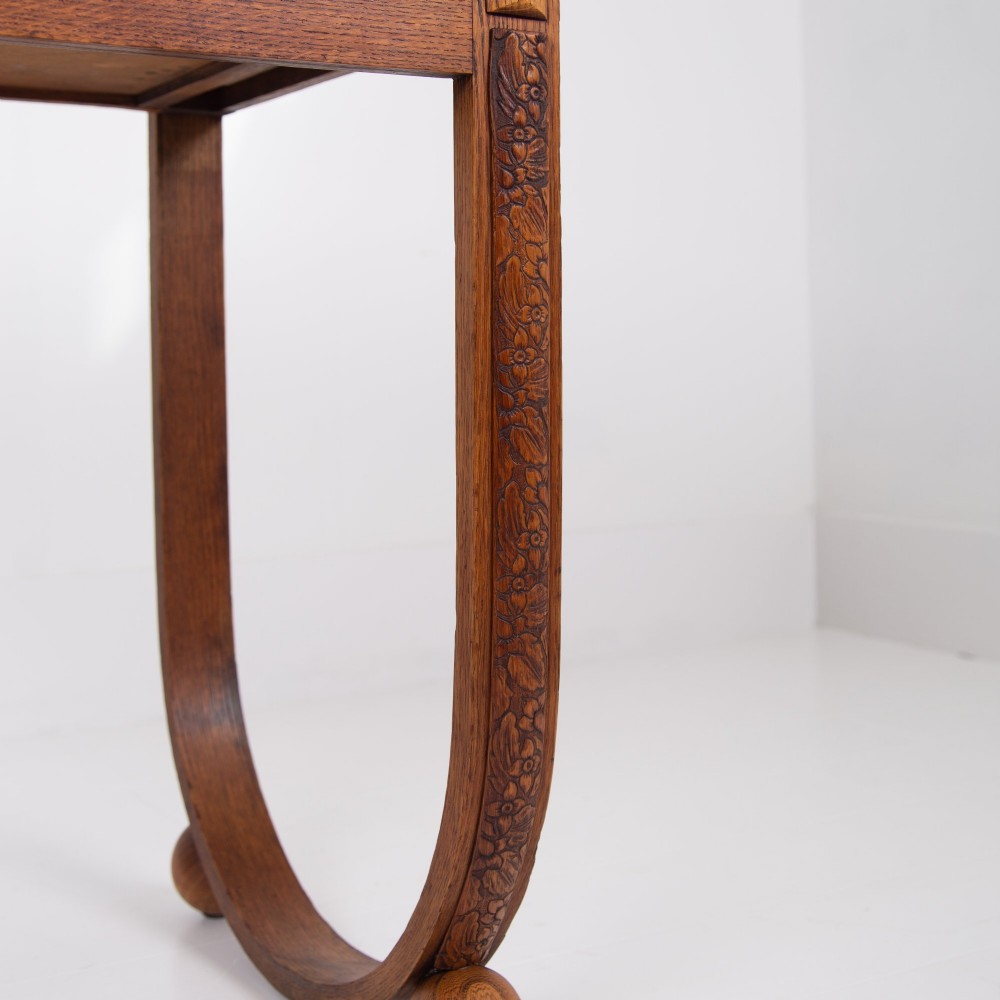 Rare Oak Art Deco 2 Drawer Desk Console C1930 View XII