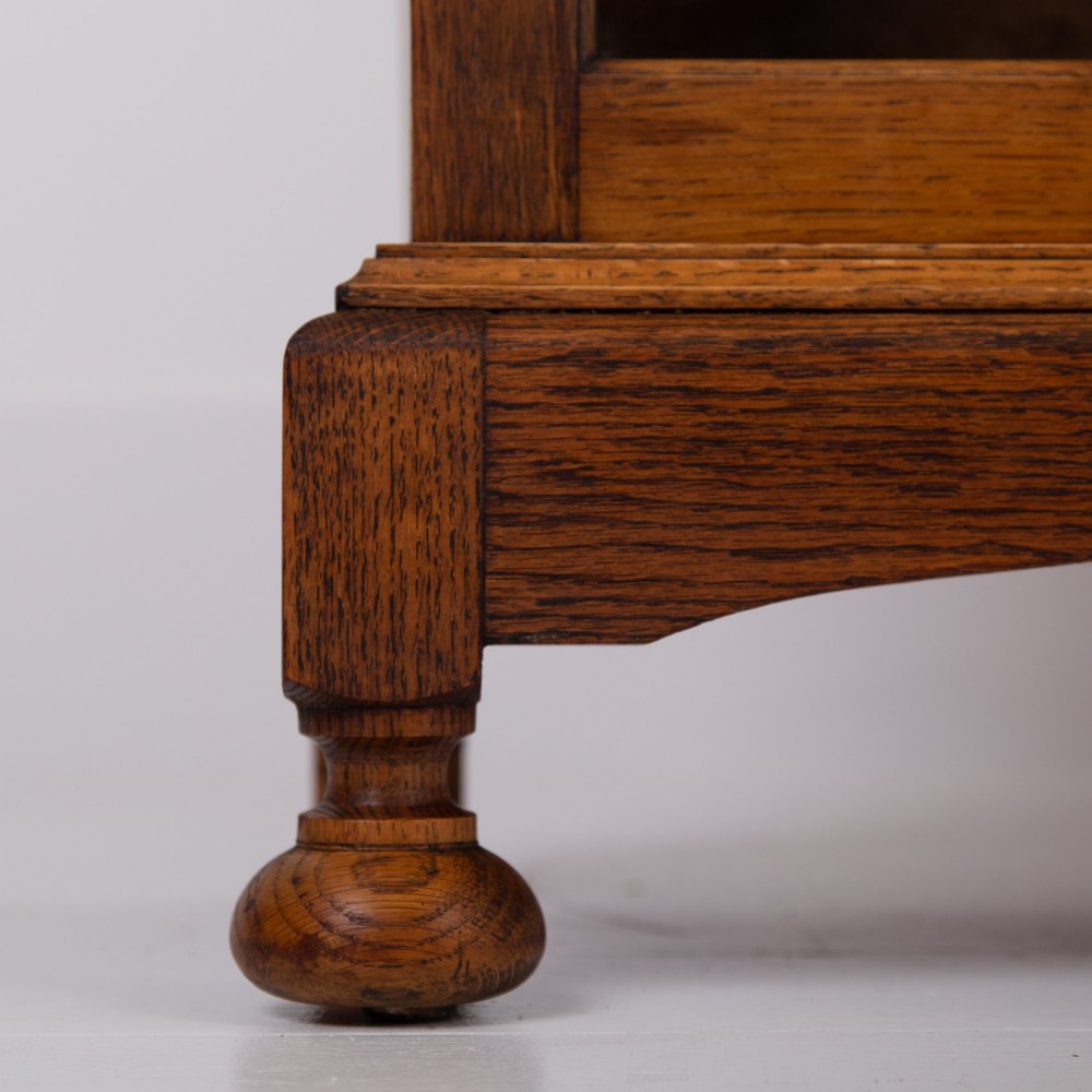 Antique English Oak Glazed Bookcase Cabinet C1920 View X