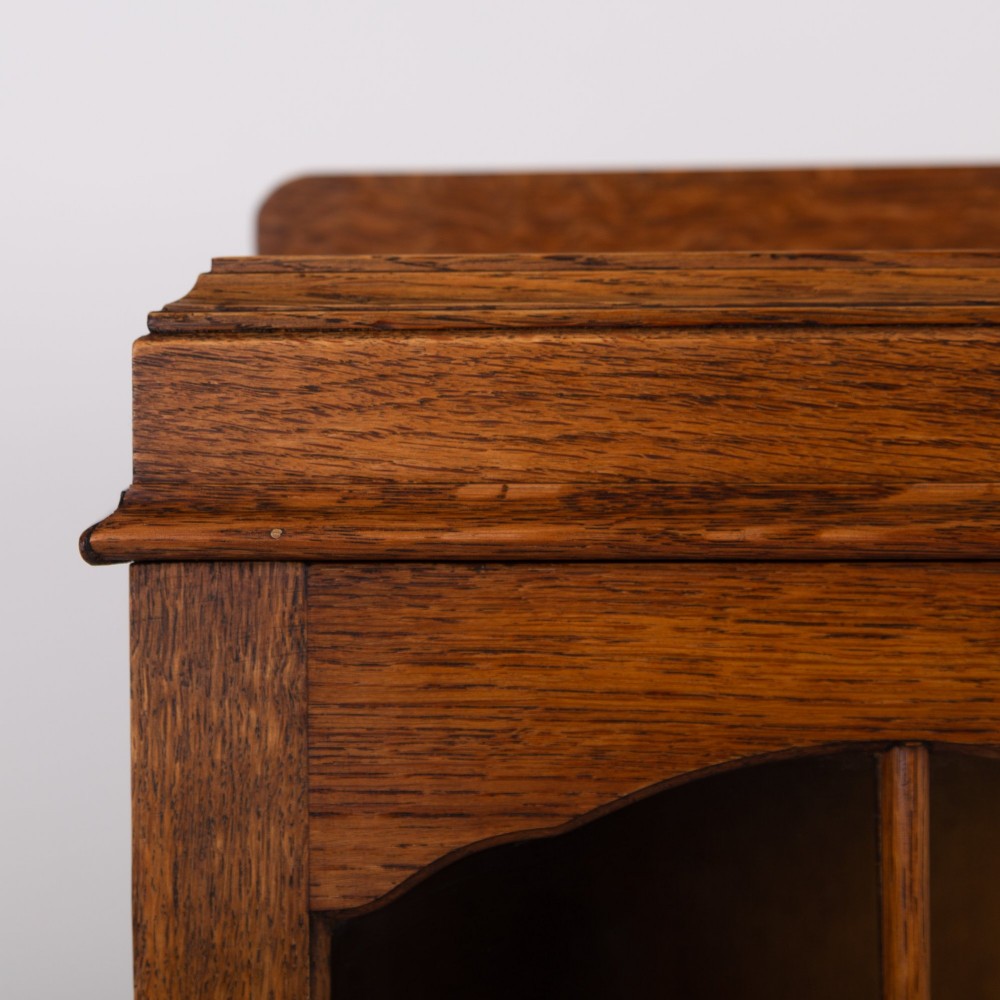 Antique English Oak Glazed Bookcase Cabinet C1920 View XI