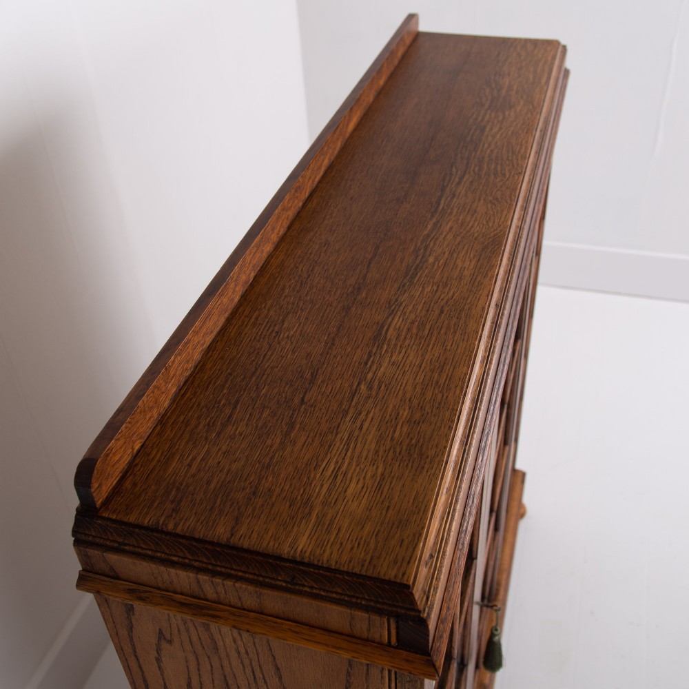 Antique English Oak Glazed Bookcase Cabinet C1920 View XII