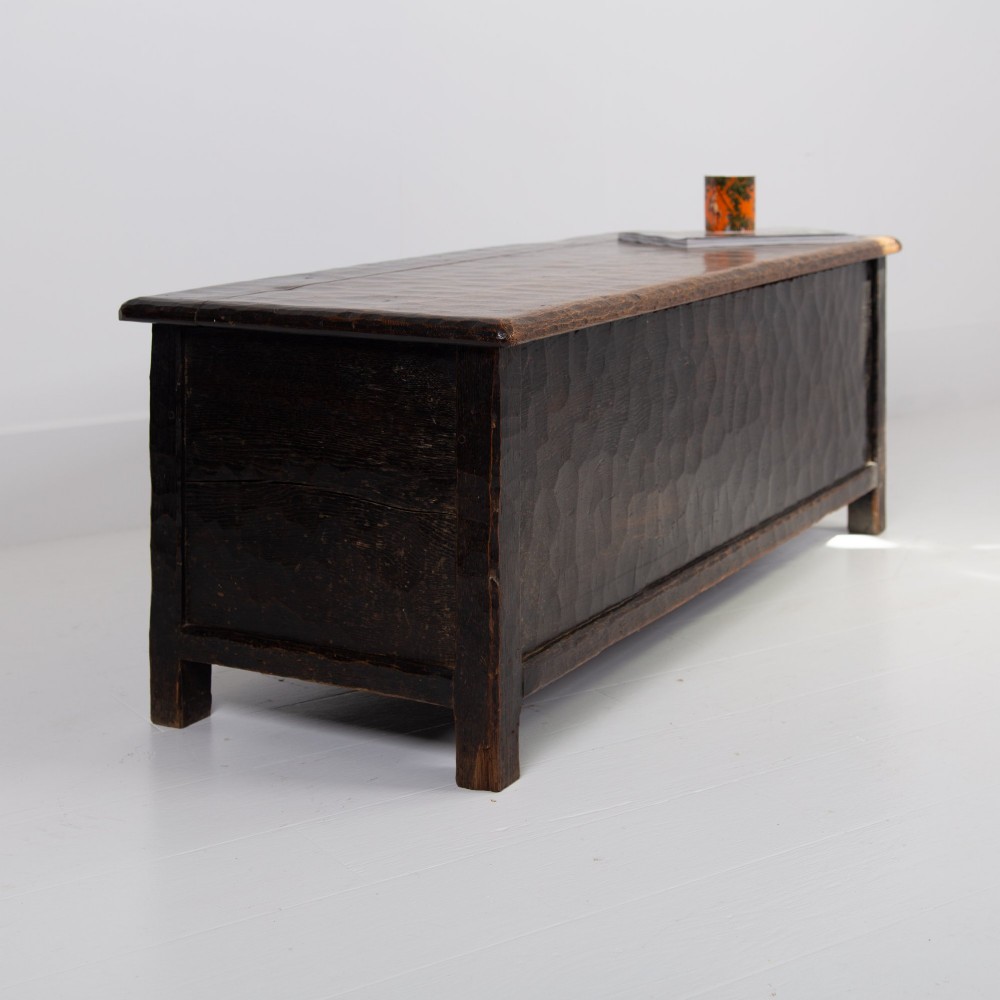 Arts & Crafts Yorkshire School Long Adzed Oak Chest View II