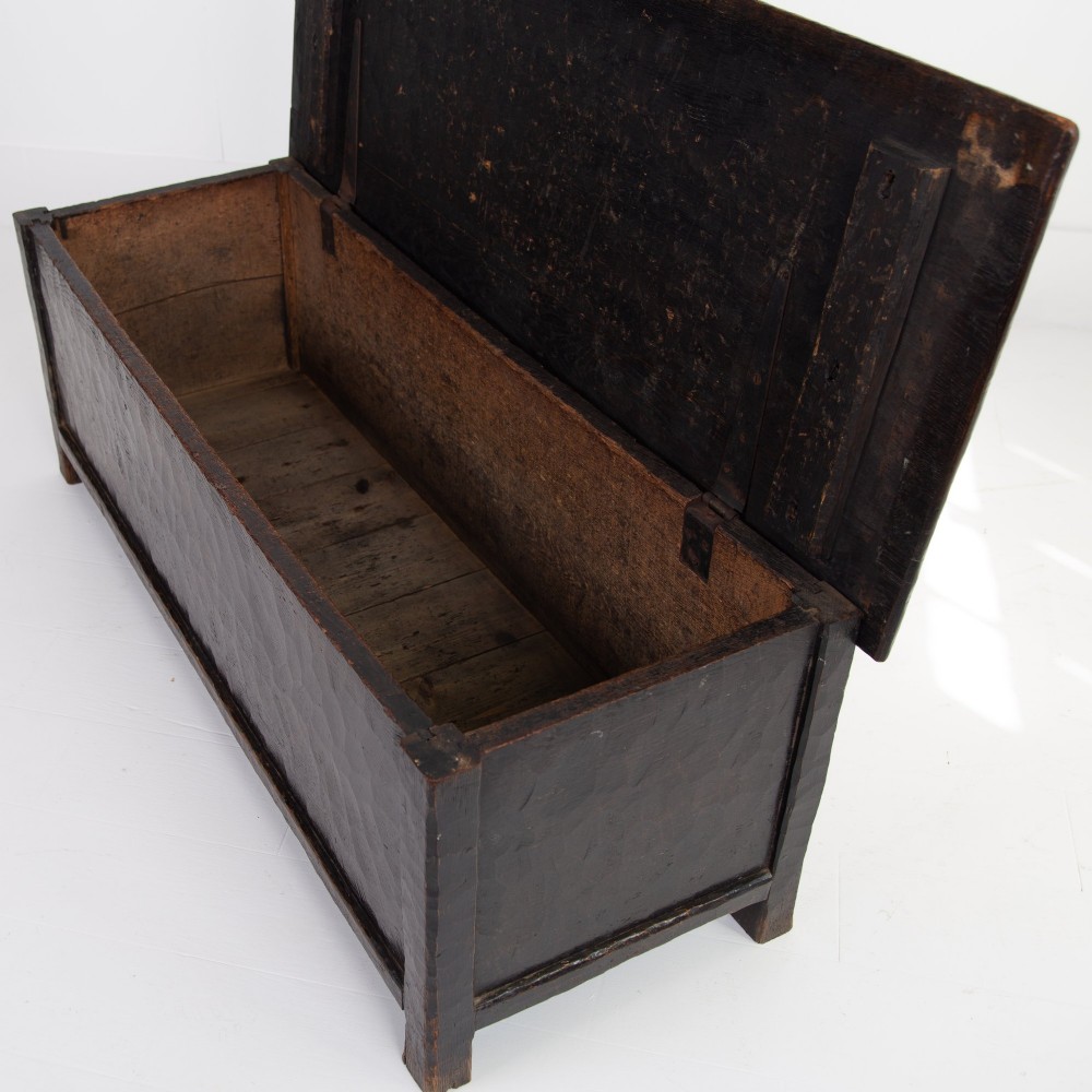 Arts & Crafts Yorkshire School Long Adzed Oak Chest View VI