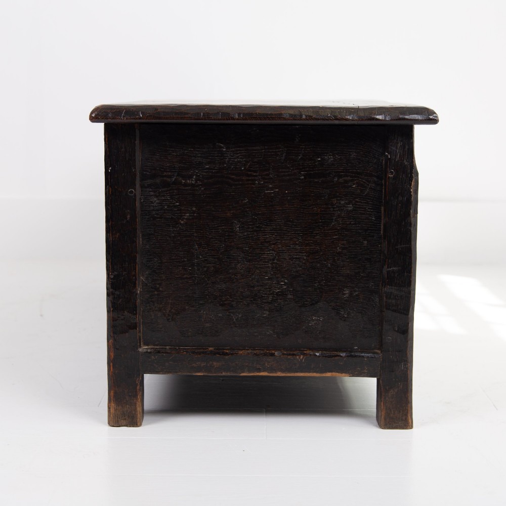 Arts & Crafts Yorkshire School Long Adzed Oak Chest View IX