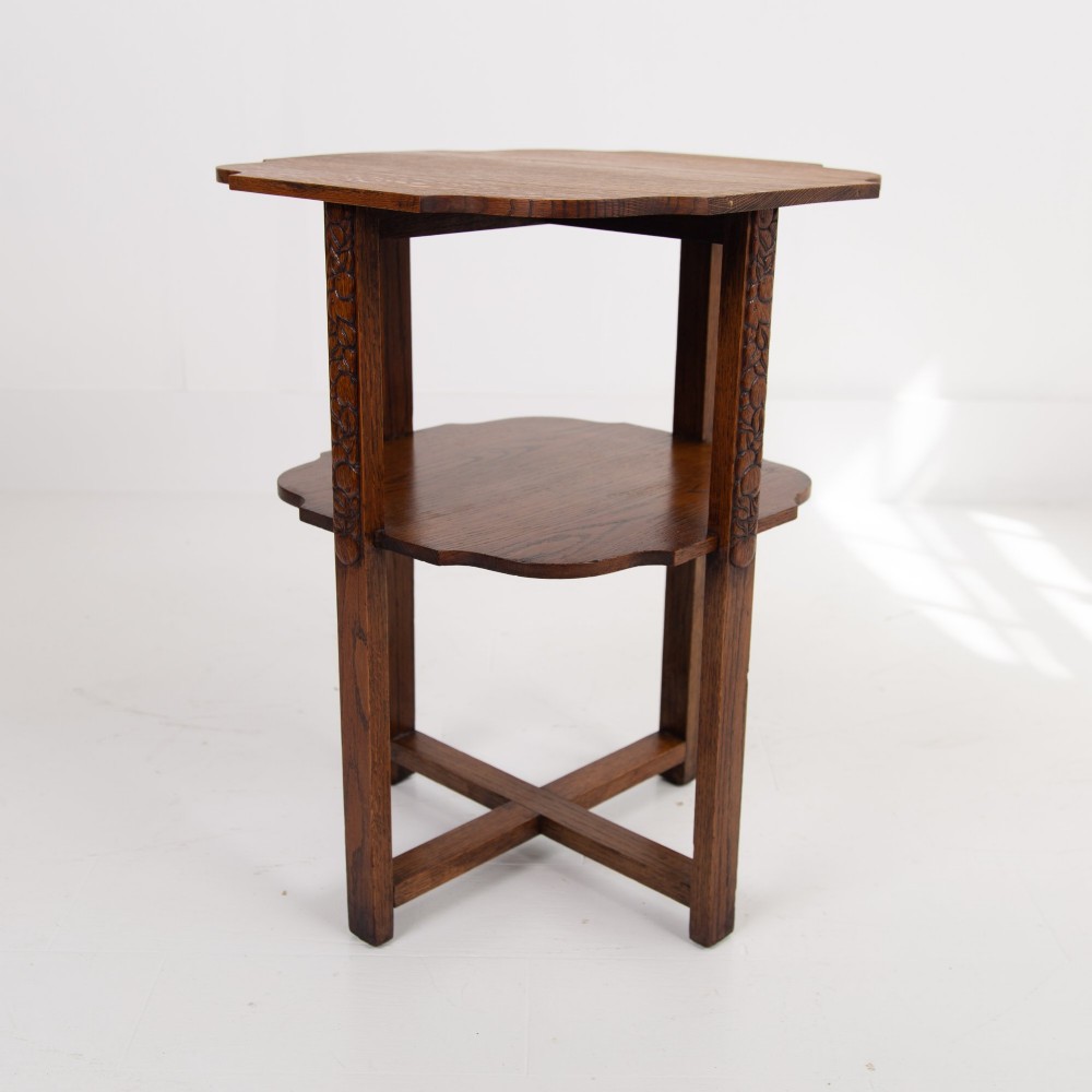 Art Deco Oak 2 Tier Side Table By Gomme C1930