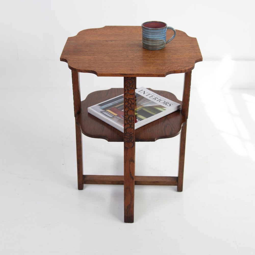 Art Deco Oak 2 Tier Side Table By Gomme C1930 View II