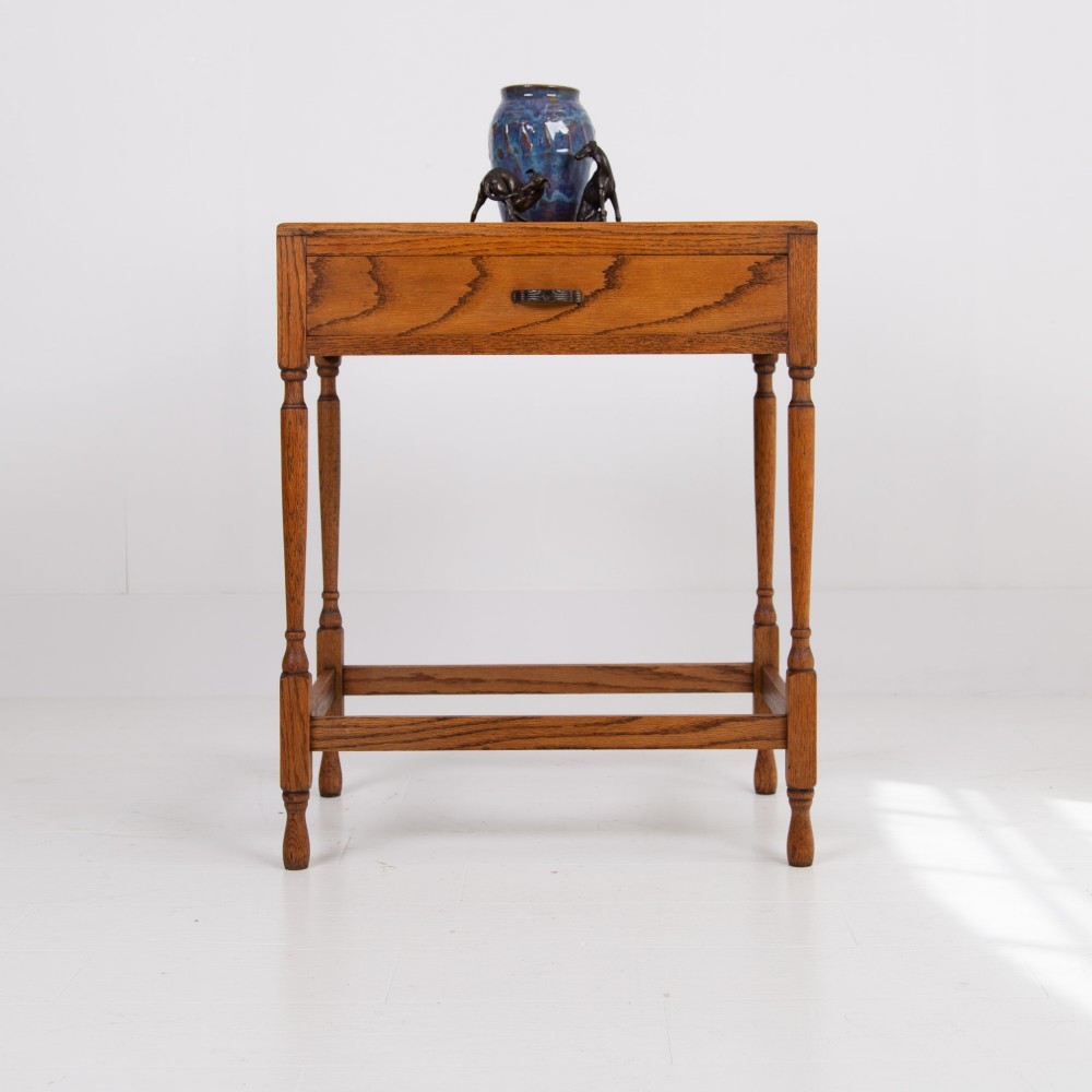 Attractive Small English Golden Oak Side Table C1930 View III