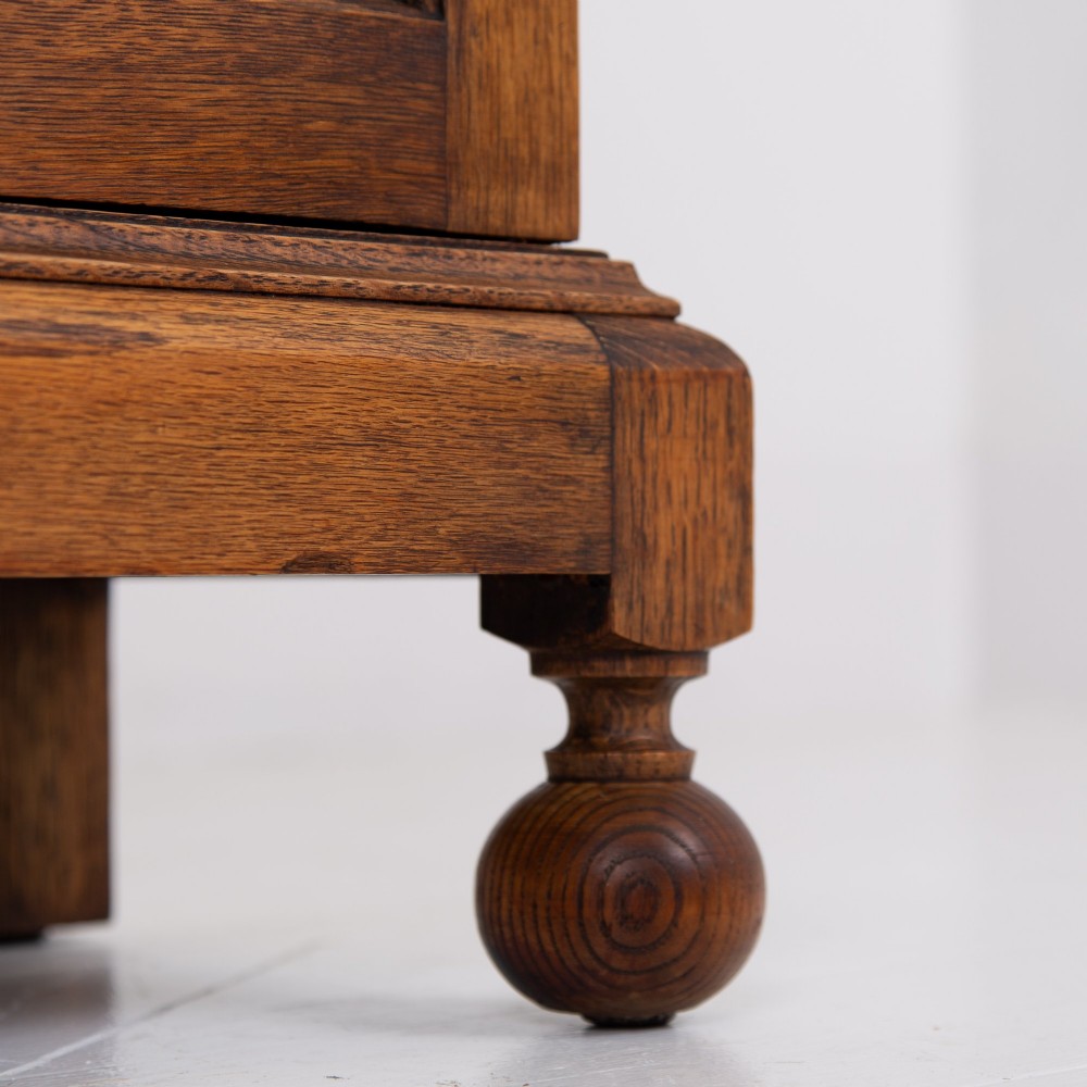 Handsome English Oak Glazed Bookcase Cabinet C1920 View VII