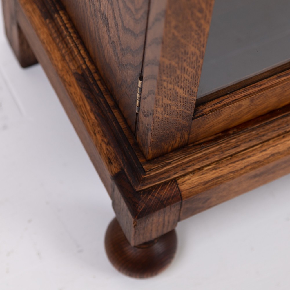 Handsome English Oak Glazed Bookcase Cabinet C1920 View X