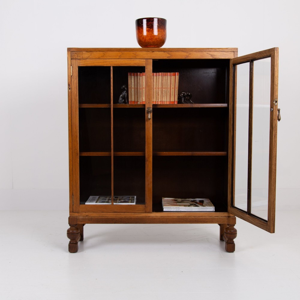 Attractive 2 Door Glazed Bookcase Cabinet C1930 View VI