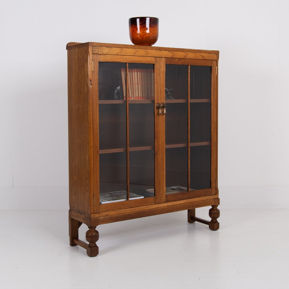 Attractive 2 Door Glazed Bookcase Cabinet C1930 View XIII