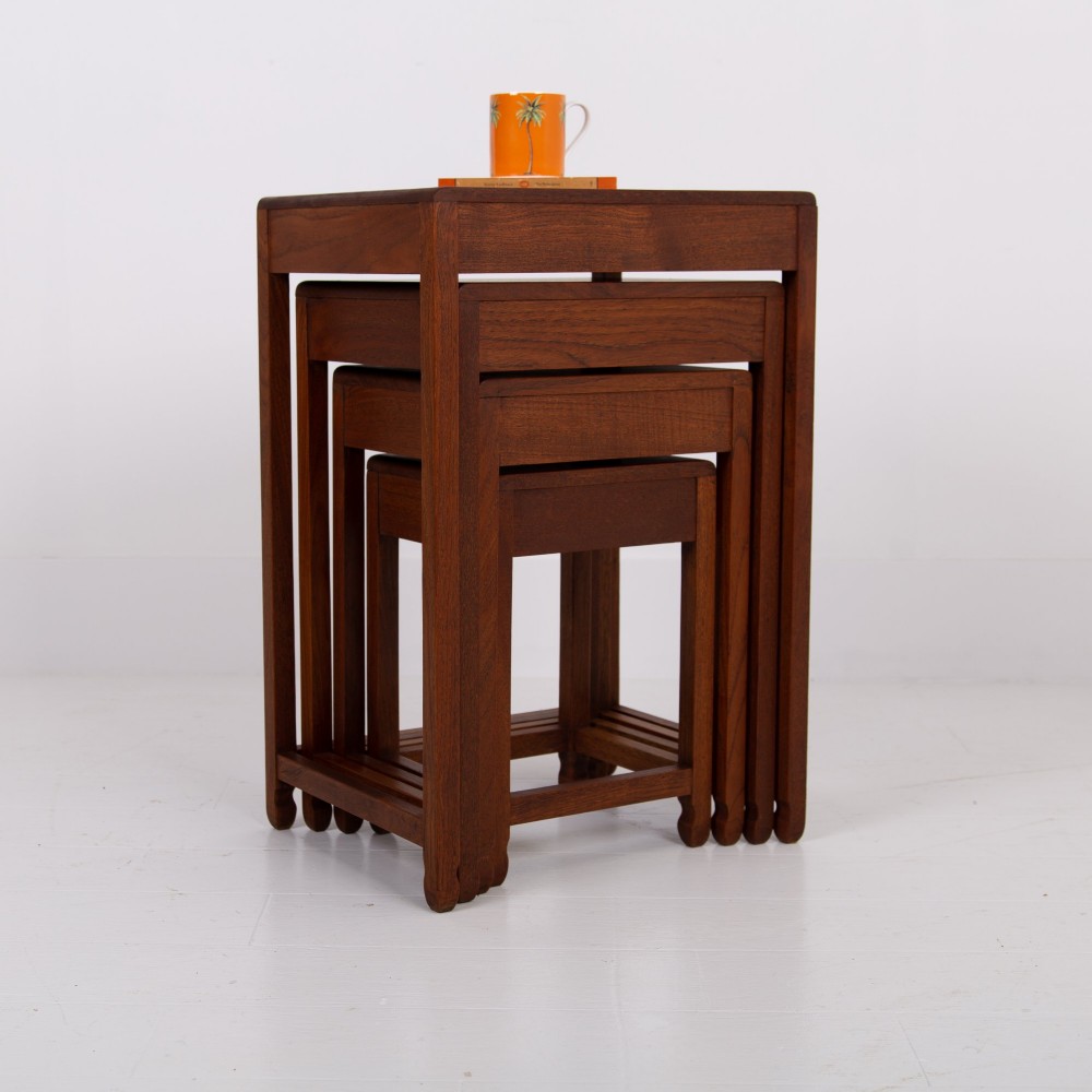 Modernist Art Deco Nest of Four Side Tables in Teak View II
