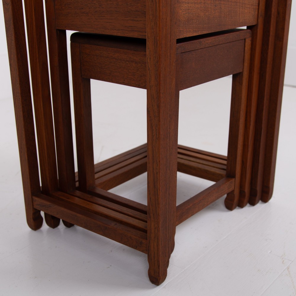 Modernist Art Deco Nest of Four Side Tables in Teak View V