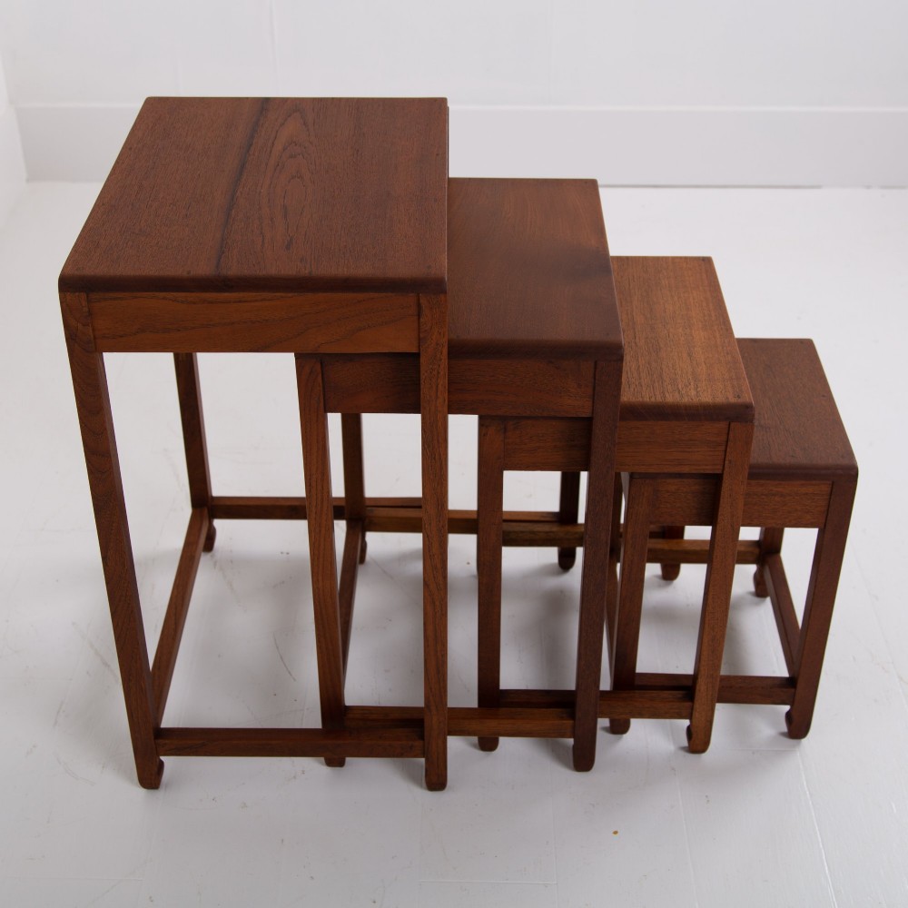 Modernist Art Deco Nest of Four Side Tables in Teak View VI