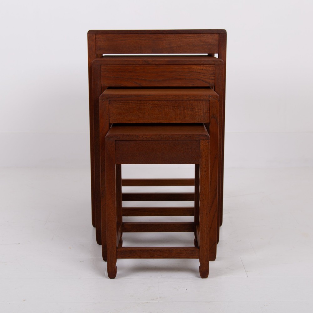 Modernist Art Deco Nest of Four Side Tables in Teak View VII