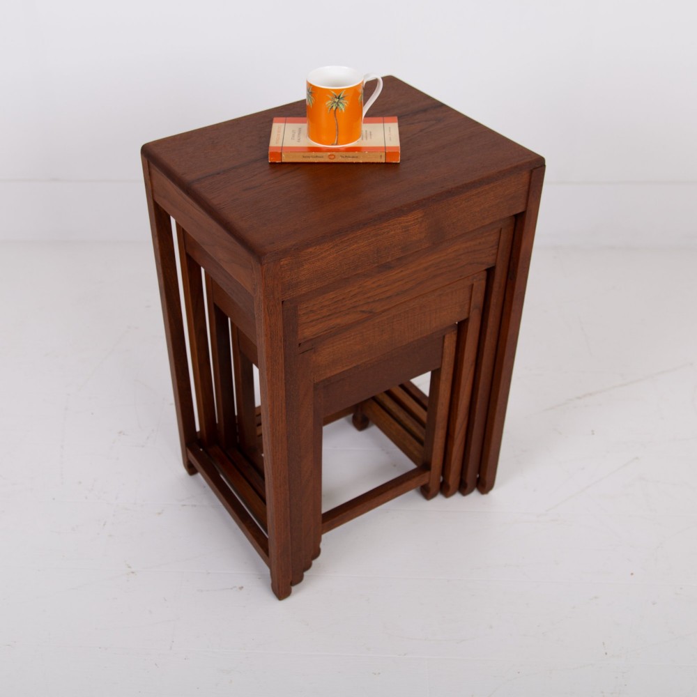 Modernist Art Deco Nest of Four Side Tables in Teak View VIII