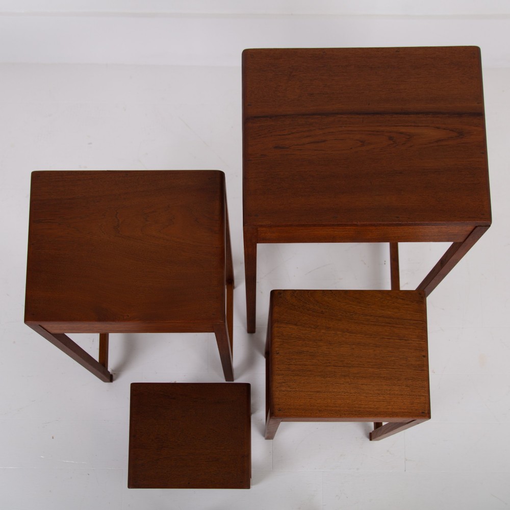 Modernist Art Deco Nest of Four Side Tables in Teak View X