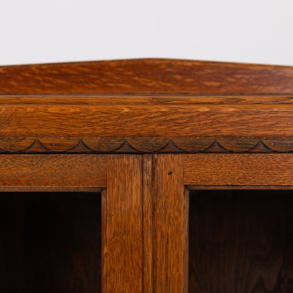 Art Deco Golden Oak Glazed Bookcase Cabinet C1930 View V