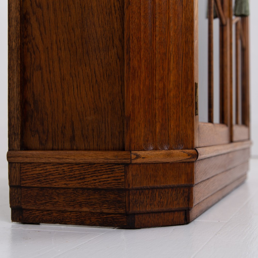 Art Deco Golden Oak Glazed Bookcase Cabinet C1930 View IX