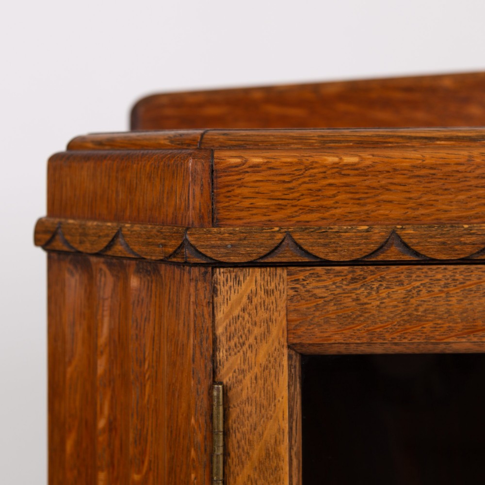 Art Deco Golden Oak Glazed Bookcase Cabinet C1930 View XI