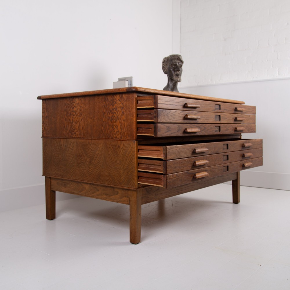 A Large Oak 6 Drawer Plan Map Chest View II